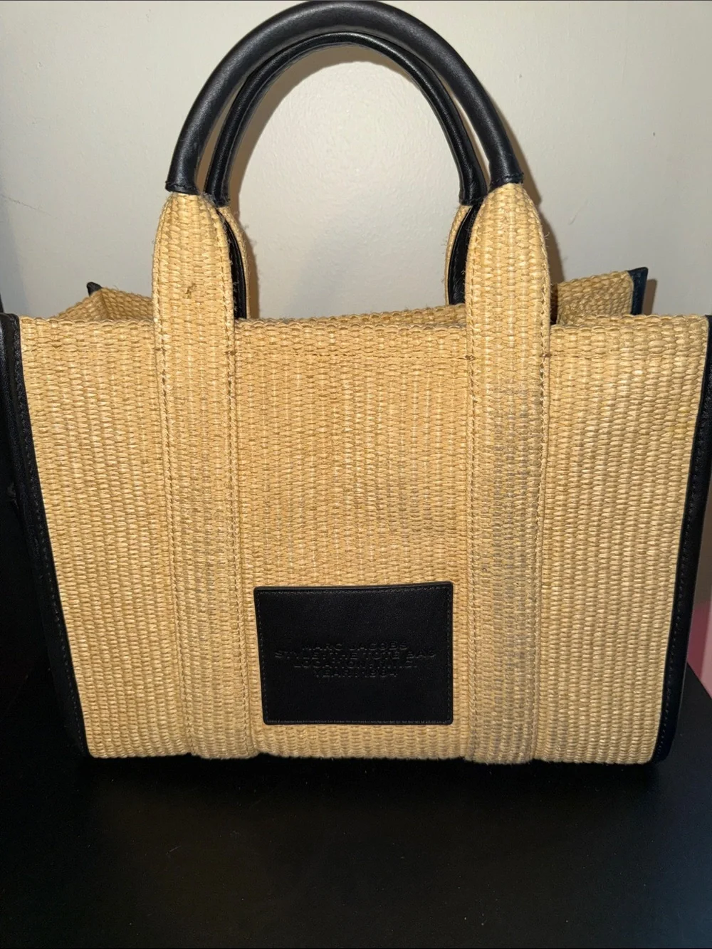 Marc Jacobs Straw Tote Bag with Black Trim